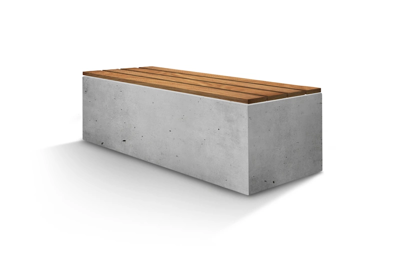 betonowa ławka z drewnem blok